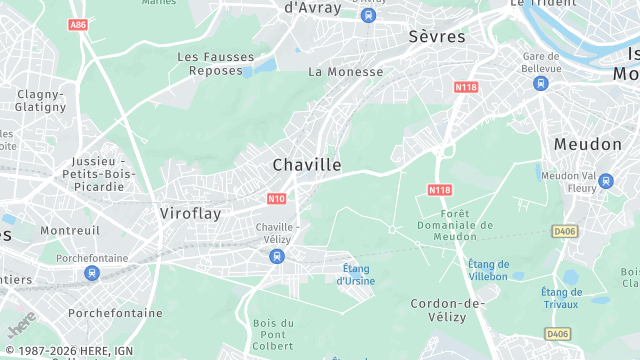 Carte de la zone d'intervention à Chaville