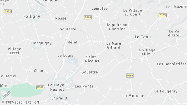 Carte de la zone d'intervention à La Haye-Pesnel