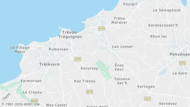 Carte de la zone d'intervention à Trévou-Tréguignec