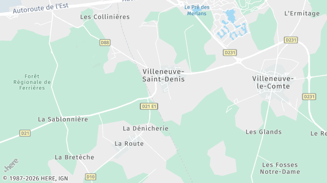 Carte de la zone d'intervention à Villeneuve-Saint-Denis