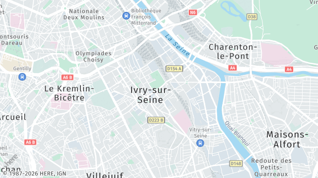 Carte de la zone d'intervention à Ivry-sur-Seine
