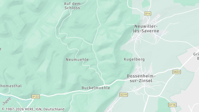 Carte de la zone d'intervention à Dossenheim-sur-Zinsel