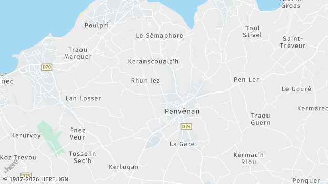 Carte de la zone d'intervention à Penvénan