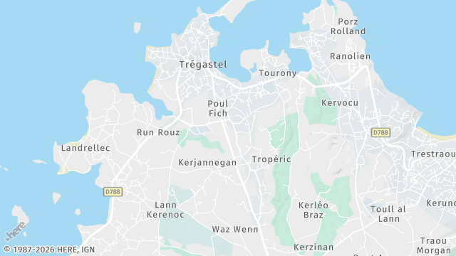 Carte de la zone d'intervention à Trégastel