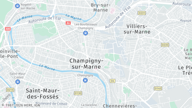Carte de la zone d'intervention à Champigny-sur-Marne