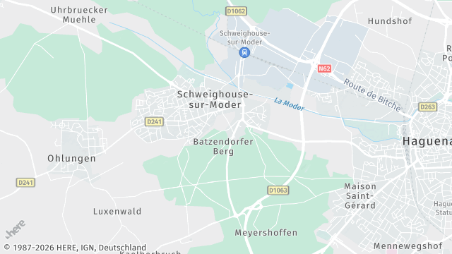 Carte de la zone d'intervention à Schweighouse-sur-Moder