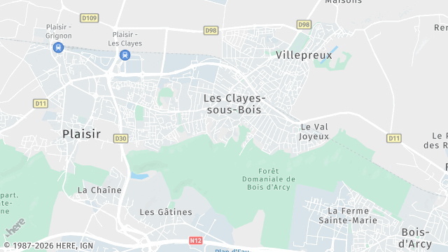 Carte de la zone d'intervention à Les Clayes-sous-Bois