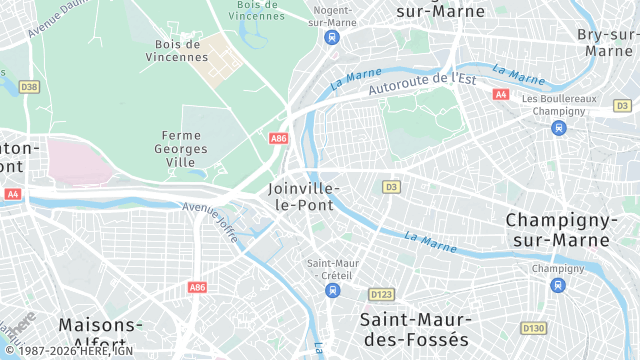 Carte de la zone d'intervention à Joinville-le-Pont