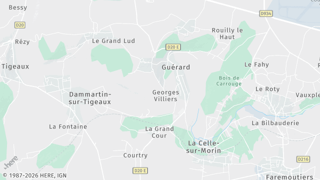 Carte de la zone d'intervention à Guérard