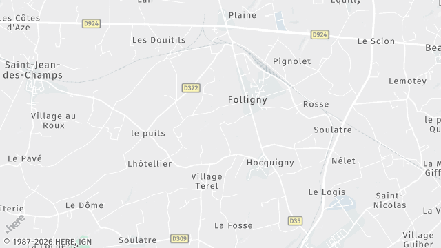 Carte de la zone d'intervention à Folligny