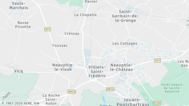Carte de la zone d'intervention à Villiers-Saint-Frédéric