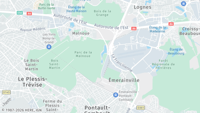 Carte de la zone d'intervention à Émerainville