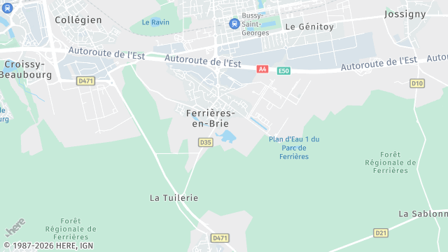Carte de la zone d'intervention à Ferrières-en-Brie