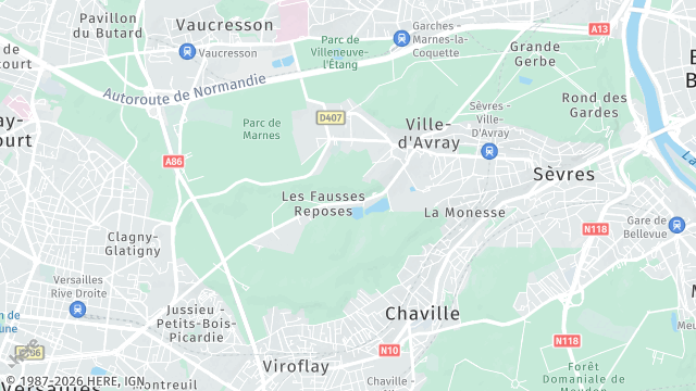 Carte de la zone d'intervention à Ville-d'Avray
