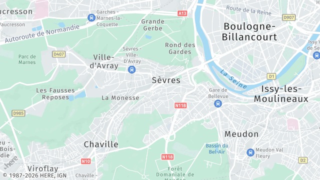 Carte de la zone d'intervention à Sèvres