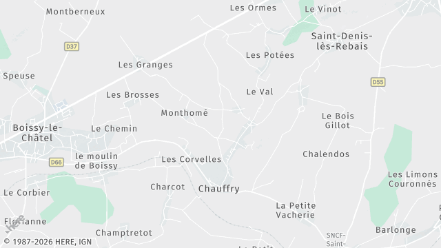 Carte de la zone d'intervention à Chauffry