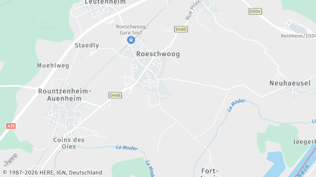 Carte de la zone d'intervention à Rœschwoog