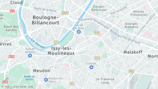 Carte de la zone d'intervention à Issy-les-Moulineaux