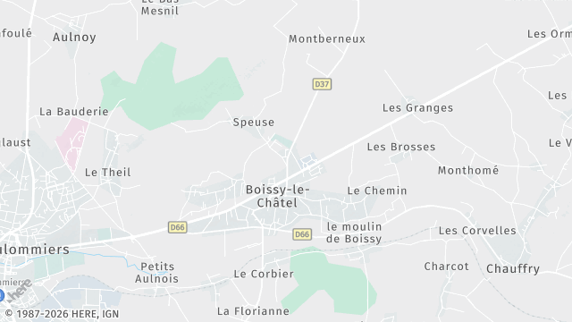 Carte de la zone d'intervention à Boissy-le-Châtel