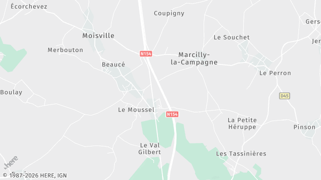 Carte de la zone d'intervention à Marcilly-la-Campagne