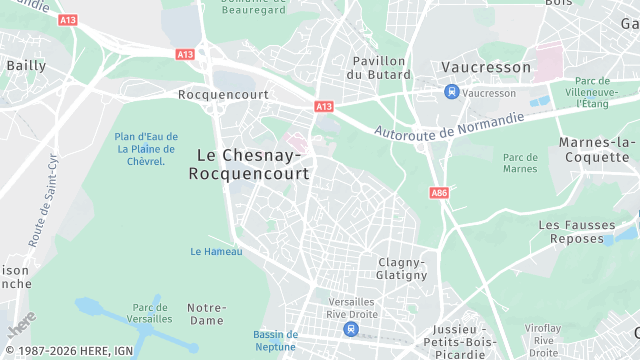 Carte de la zone d'intervention à Le Chesnay-Rocquencourt