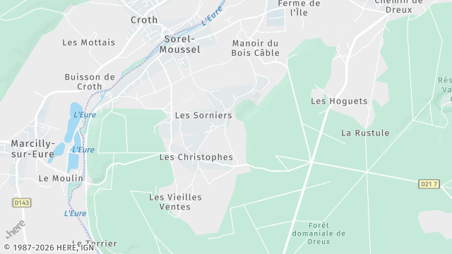 Carte de la zone d'intervention à Sorel-Moussel