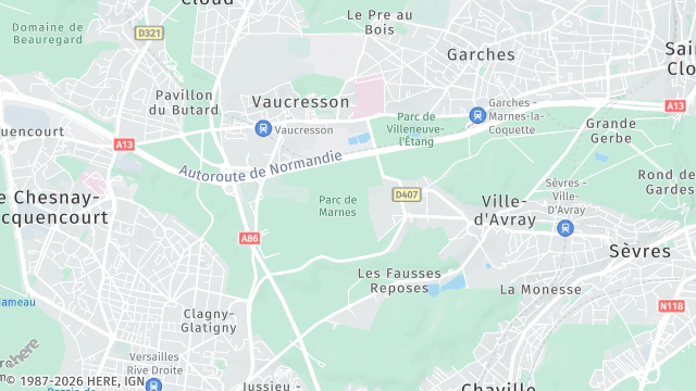 Carte de la zone d'intervention à Marnes-la-Coquette