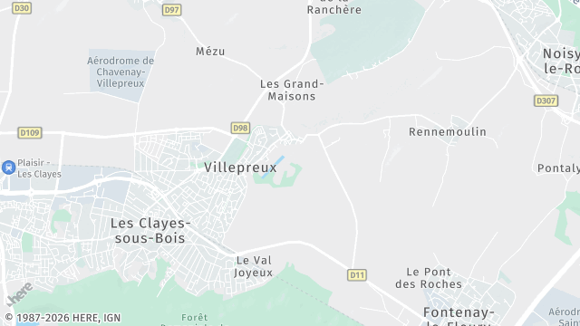 Carte de la zone d'intervention à Villepreux