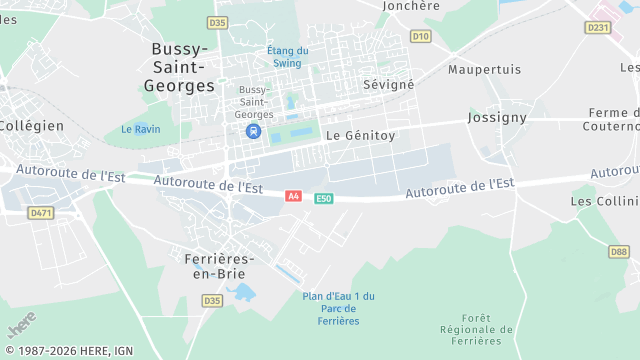 Carte de la zone d'intervention à Bussy-Saint-Georges