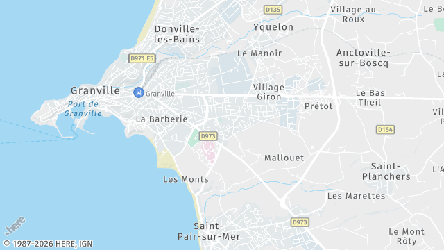 Carte de la zone d'intervention à Granville