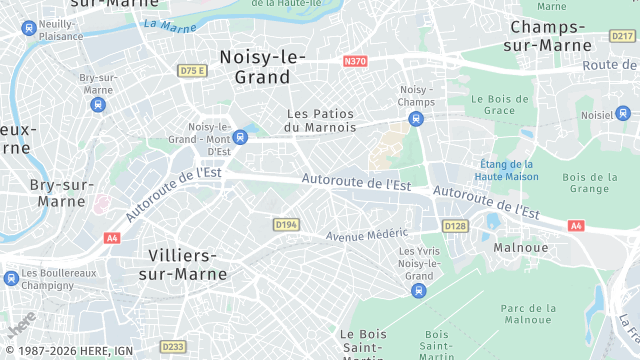 Carte de la zone d'intervention à Noisy-le-Grand