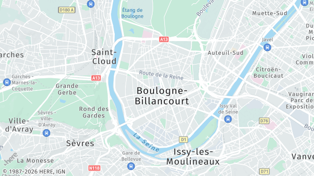 Carte de la zone d'intervention à Boulogne-Billancourt