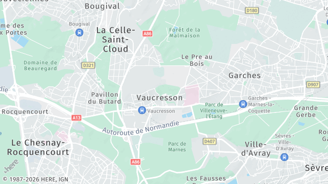 Carte de la zone d'intervention à Vaucresson