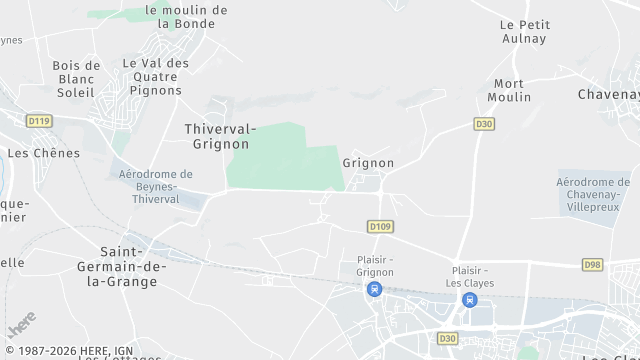 Carte de la zone d'intervention à Thiverval-Grignon