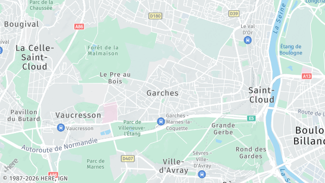 Carte de la zone d'intervention à Garches