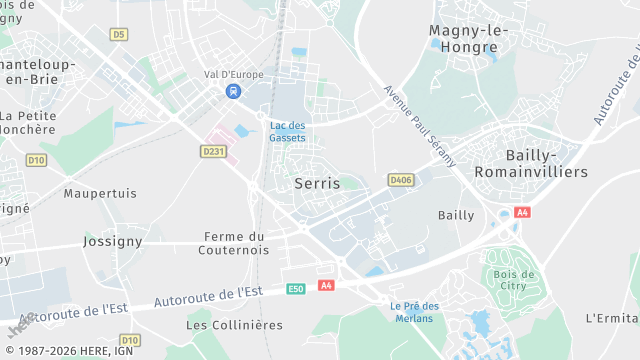 Carte de la zone d'intervention à Serris