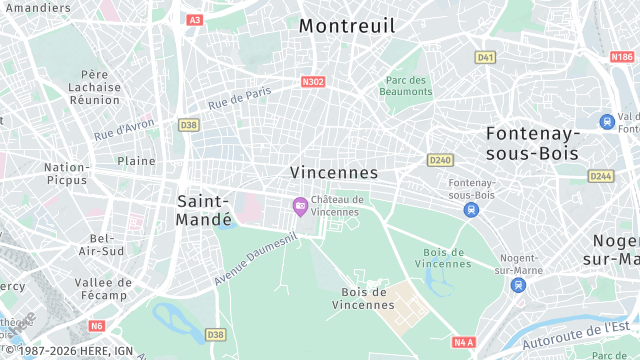 Carte de la zone d'intervention à Vincennes