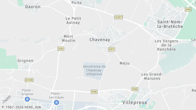 Carte de la zone d'intervention à Chavenay