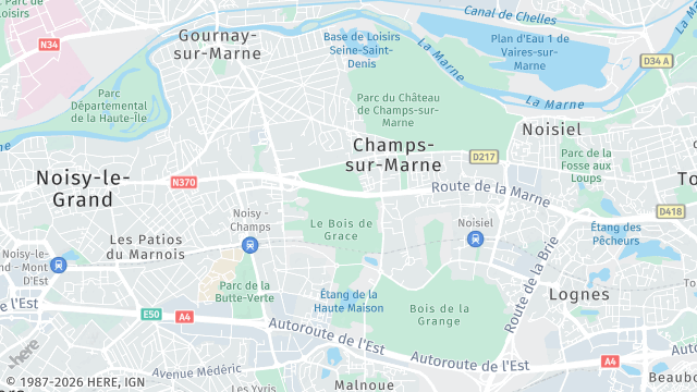 Carte de la zone d'intervention à Champs-sur-Marne