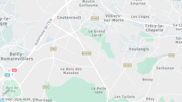 Carte de la zone d'intervention à Villiers-sur-Morin