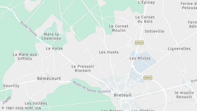 Carte de la zone d'intervention à Breteuil