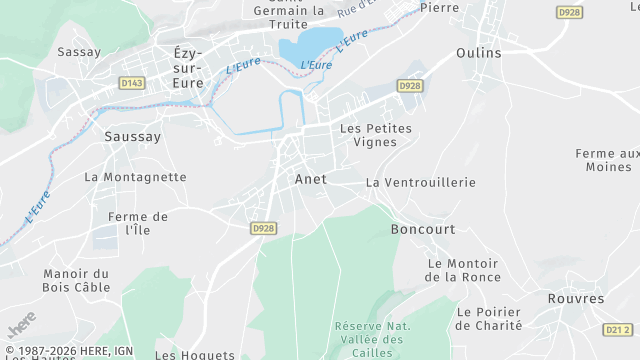 Carte de la zone d'intervention à Anet