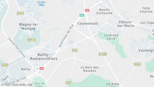 Carte de la zone d'intervention à Coutevroult