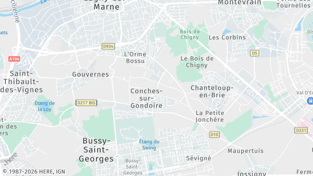 Carte de la zone d'intervention à Conches-sur-Gondoire