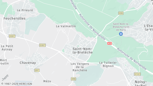 Carte de la zone d'intervention à Saint-Nom-la-Bretèche