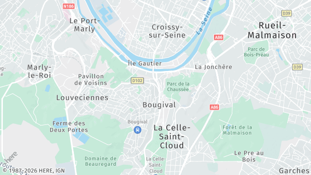 Carte de la zone d'intervention à Bougival