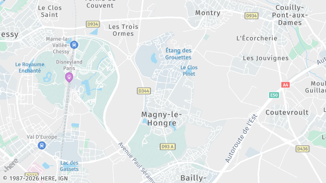 Carte de la zone d'intervention à Magny-le-Hongre