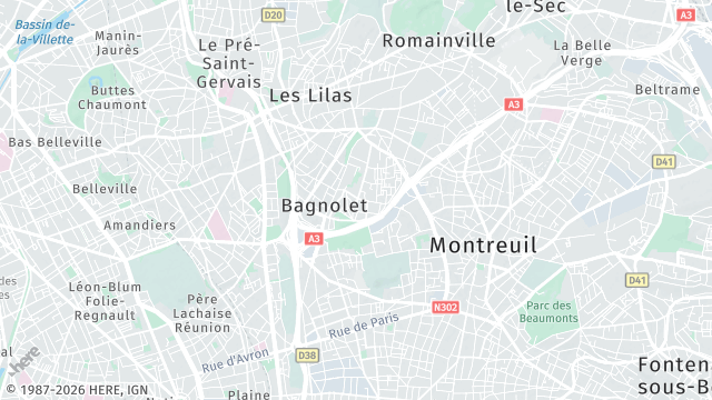 Carte de la zone d'intervention à Bagnolet