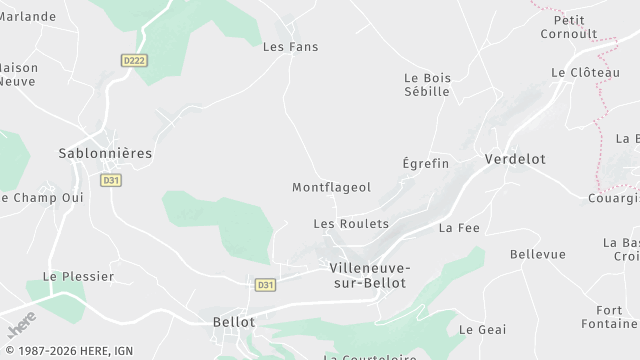 Carte de la zone d'intervention à Villeneuve-sur-Bellot