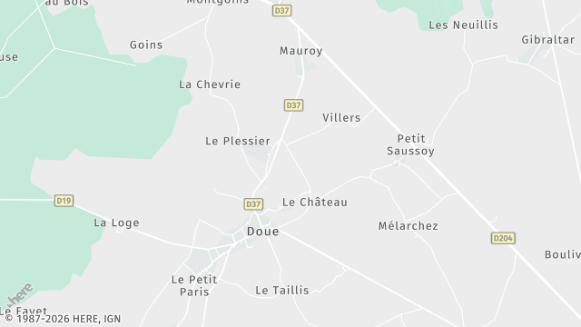 Carte de la zone d'intervention à Doue